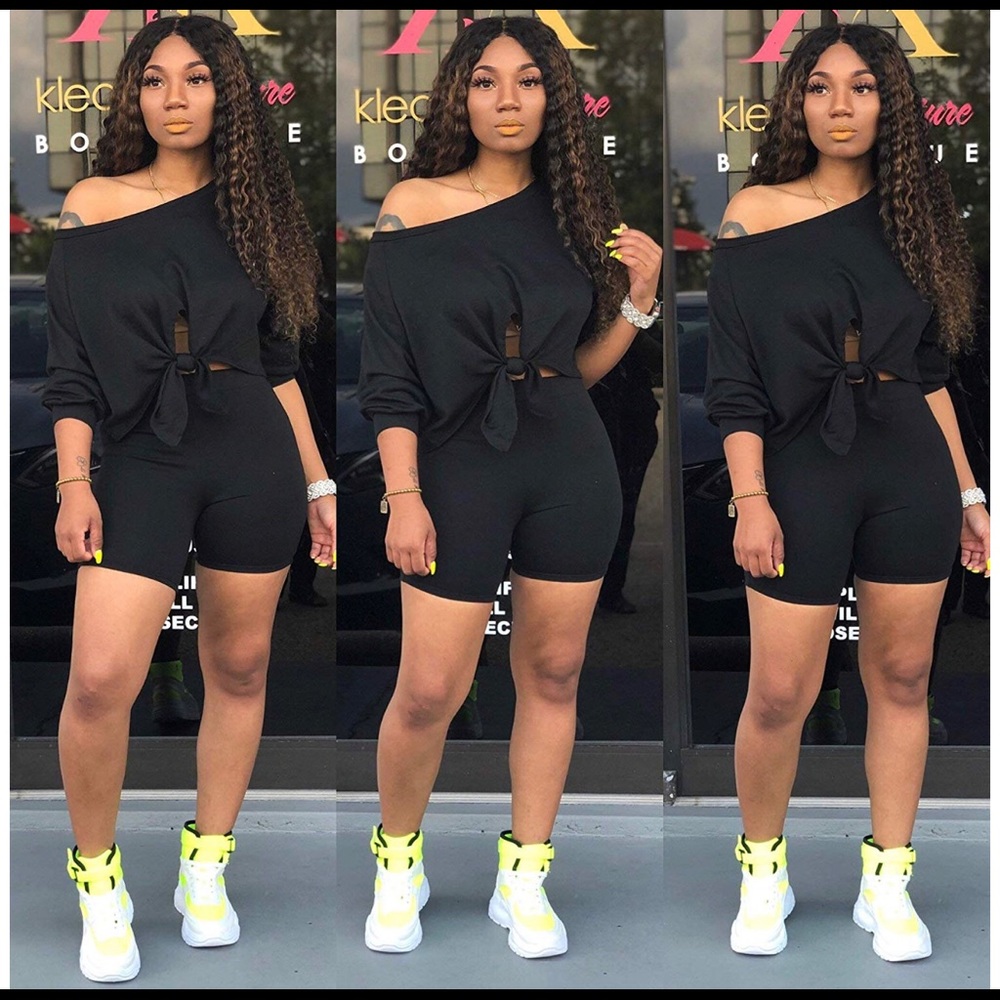2 piece biker short set.
